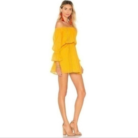 Tularosa Luna Off The Shoulder Mini Dress in Ginger Yellow XS - Picture 2 of 11